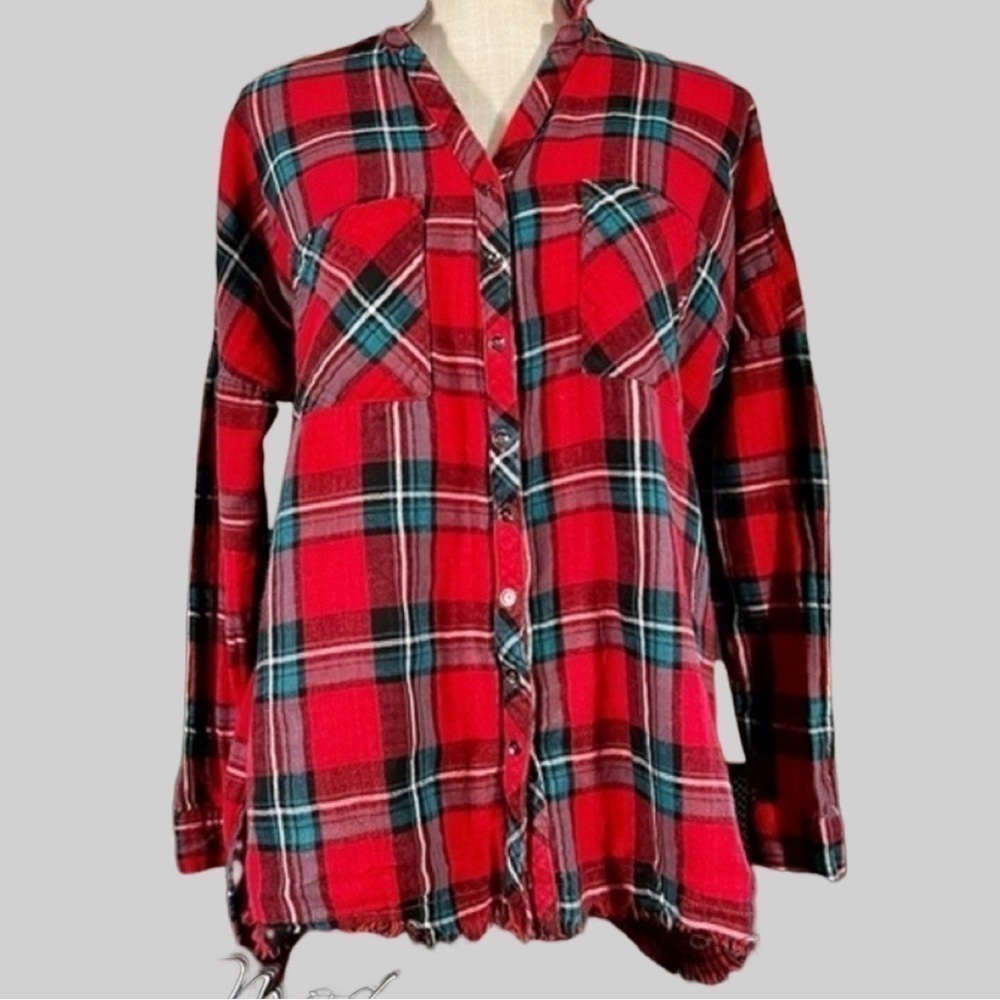 Umgee Cozy Button Down Plaid Flannel - image 1